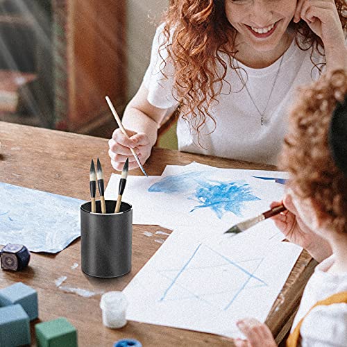 Vaydeer Metal Pen and Pencil Holder Made of Aluminum Desk Storage Large Capacity Makeup Brush Holder for Office, Classroom, Home Black (3.15 x 3.15 x 3.94 Inches) - Image 2
