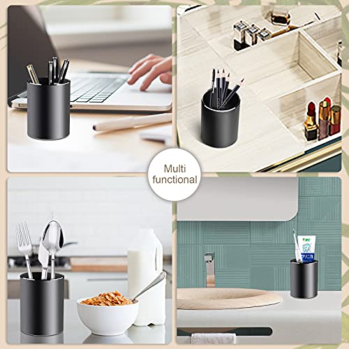 Vaydeer Metal Pen and Pencil Holder Made of Aluminum Desk Storage Large Capacity Makeup Brush Holder for Office, Classroom, Home Black (3.15 x 3.15 x 3.94 Inches) - Image 5