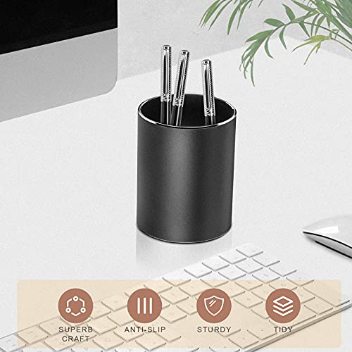 Vaydeer Metal Pen and Pencil Holder Made of Aluminum Desk Storage Large Capacity Makeup Brush Holder for Office, Classroom, Home Black (3.15 x 3.15 x 3.94 Inches) - Image 3