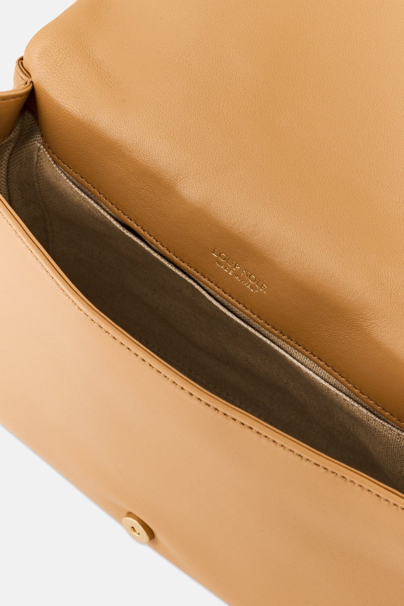 Loup Noir Women Hardware Logo Shoulder Bag 19 H x 26 L x 7 w cm, Tan - Image 3