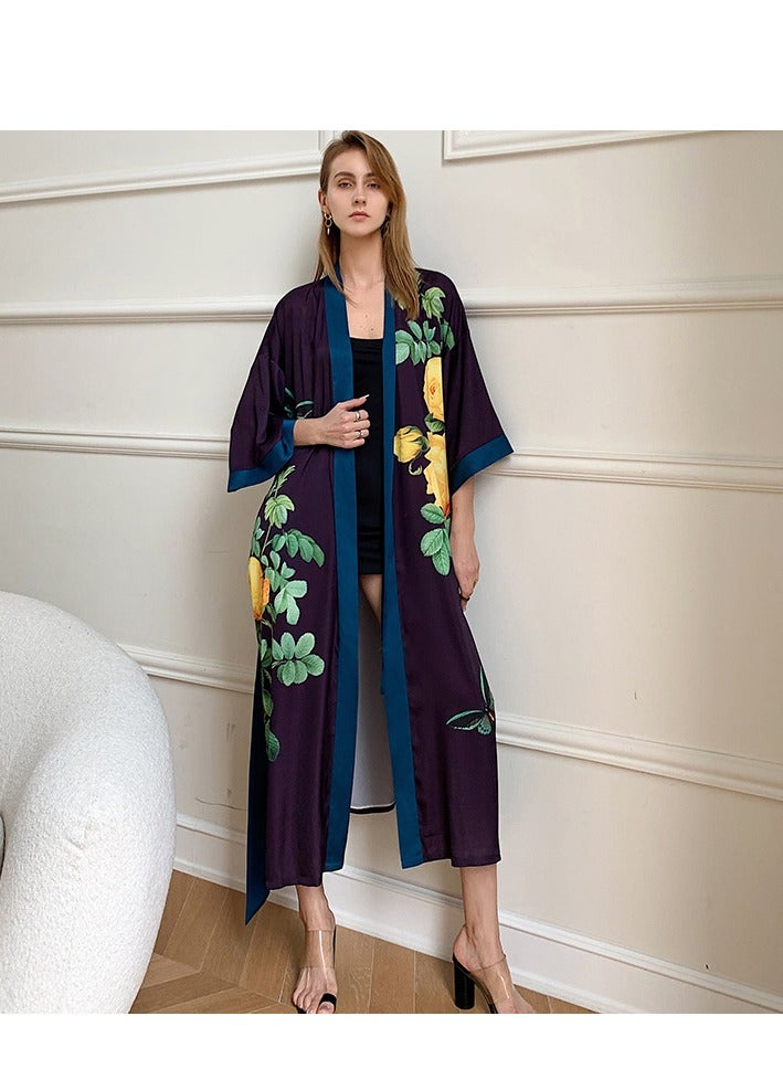 Tie Up Long Sleeved Sleeping Bathrobe Can Be Used As A Wedding Morning Gown Or Home Outfit  - Image 1
