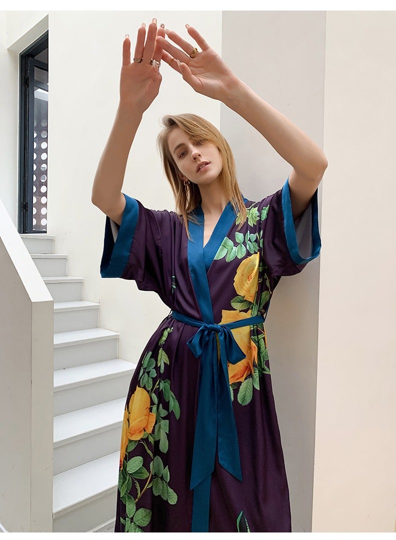 Tie Up Long Sleeved Sleeping Bathrobe Can Be Used As A Wedding Morning Gown Or Home Outfit  - Image 2