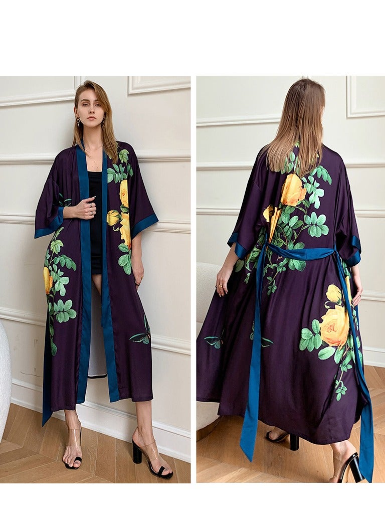 Tie Up Long Sleeved Sleeping Bathrobe Can Be Used As A Wedding Morning Gown Or Home Outfit  - Image 4