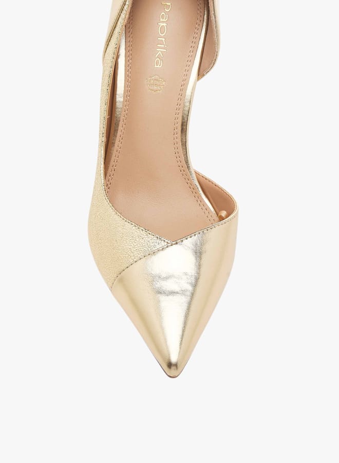 Paprika Women's Textured Slip-On D'Orsay Shoes With Stiletto Heels - Image 4