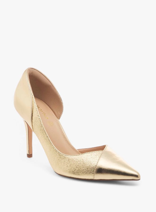 Paprika Women's Textured Slip-On D'Orsay Shoes With Stiletto Heels - Image 2
