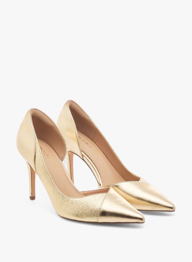 Paprika Women's Textured Slip-On D'Orsay Shoes With Stiletto Heels - Image 1