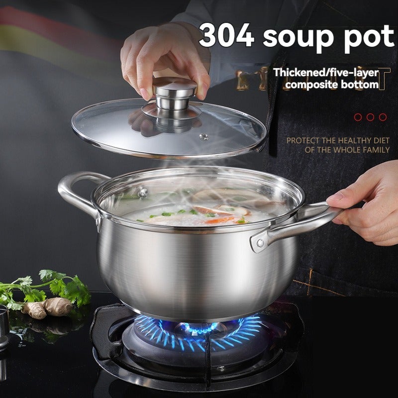 Stockpot 22*22*10.5cm Premium Stainless Steel Construction - Mirror Polished Interior And Exterior Cookware For Home Kitchen, Induction And All Stove Types - Image 2