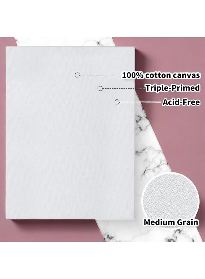 شهقلزس عبوة من 5 ألواح قماشية مسطحة فارغة للرسم، مقاس 11×14 بوصة، لوازم الرسم الفني - قطن مُجهز بالجيسو للألوان الزيتية والمائية والتمبرا - Image 3