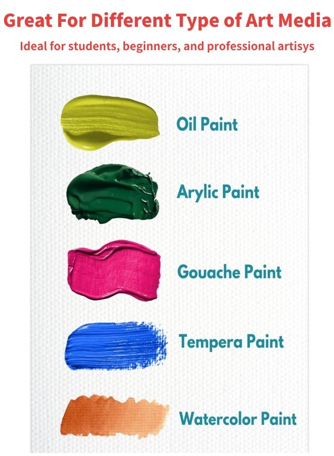 شهقلزس عبوة من 5 ألواح قماشية مسطحة فارغة للرسم، مقاس 11×14 بوصة، لوازم الرسم الفني - قطن مُجهز بالجيسو للألوان الزيتية والمائية والتمبرا - Image 5