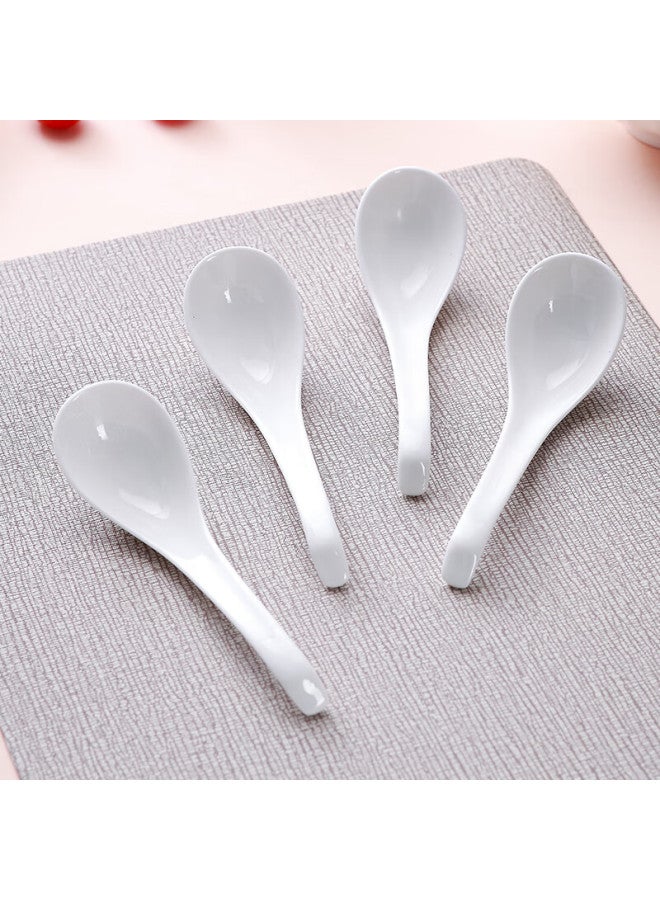 Sky Top Small Spoon Rice Spoon Bone China Soup Spoon Pure White Ceramic Swan Spoon 4-Piece Set For Home Hotel - Image 3