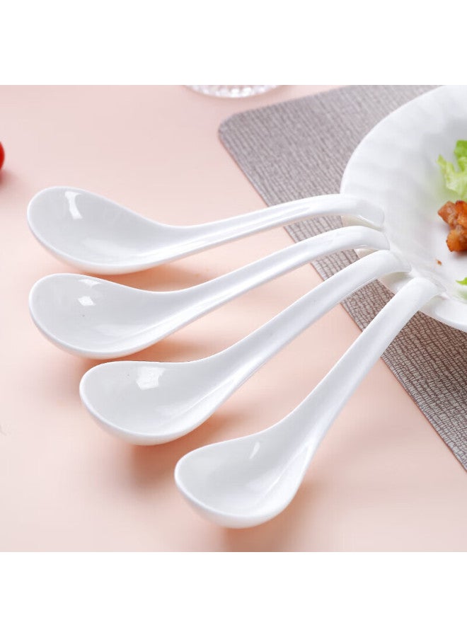 Sky Top Small Spoon Rice Spoon Bone China Soup Spoon Pure White Ceramic Swan Spoon 4-Piece Set For Home Hotel - Image 1
