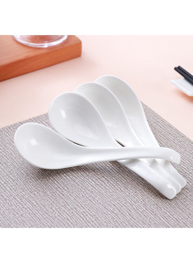 Sky Top Small Spoon Rice Spoon Bone China Soup Spoon Pure White Ceramic Swan Spoon 4-Piece Set For Home Hotel - Image 2