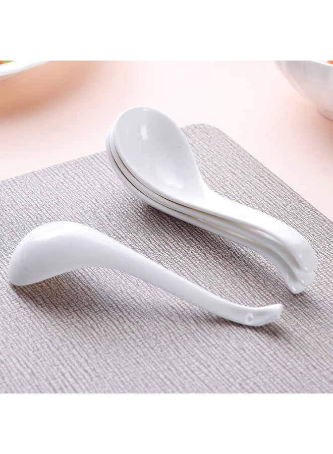 Sky Top Small Spoon Rice Spoon Bone China Soup Spoon Pure White Ceramic Swan Spoon 4-Piece Set For Home Hotel - Image 4