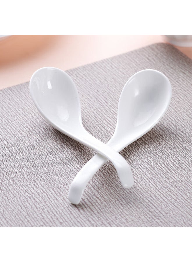 Sky Top Small Spoon Rice Spoon Bone China Soup Spoon Pure White Ceramic Swan Spoon 4-Piece Set For Home Hotel - Image 5