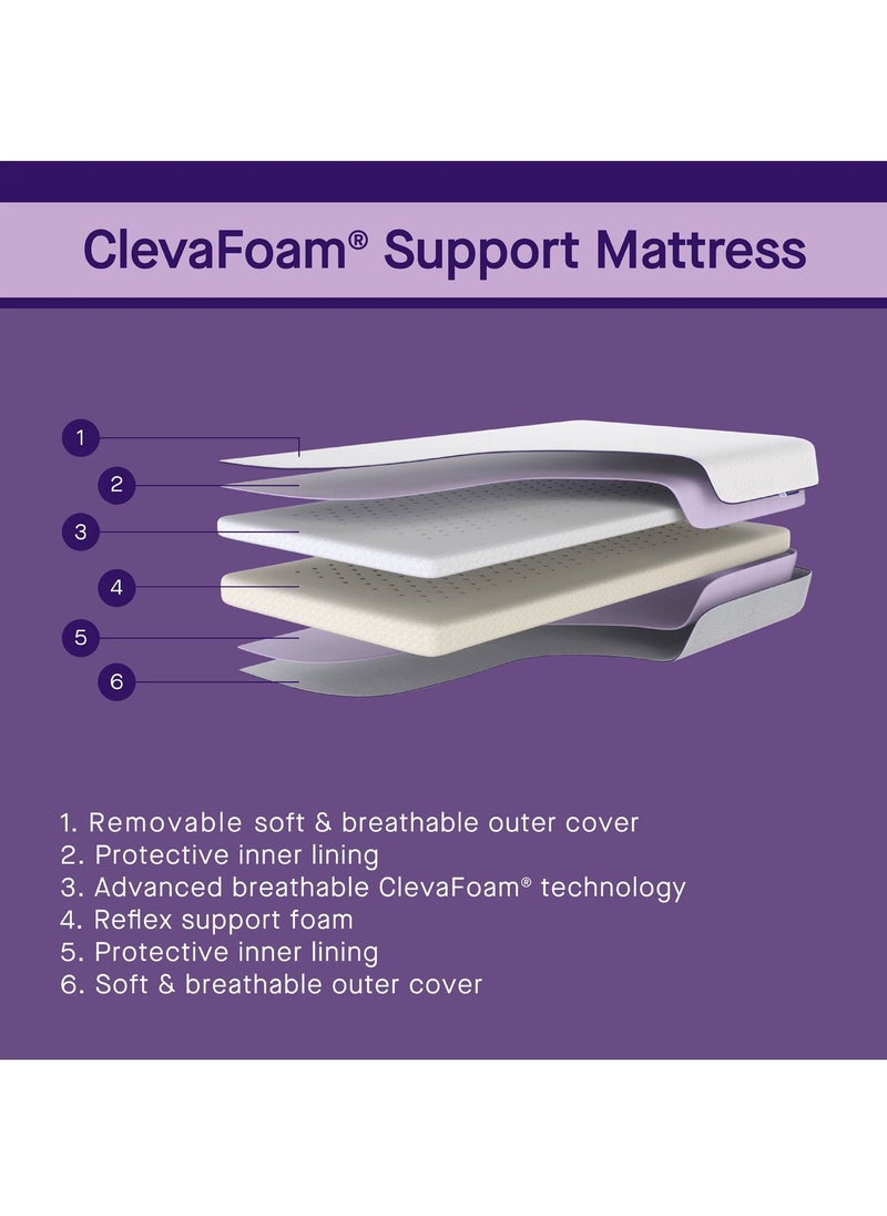 Clevamama - ClevaFoam Support Mattress, Enhanced Airflow, 70x140x9 cm, Cot Bed Size - Image 1