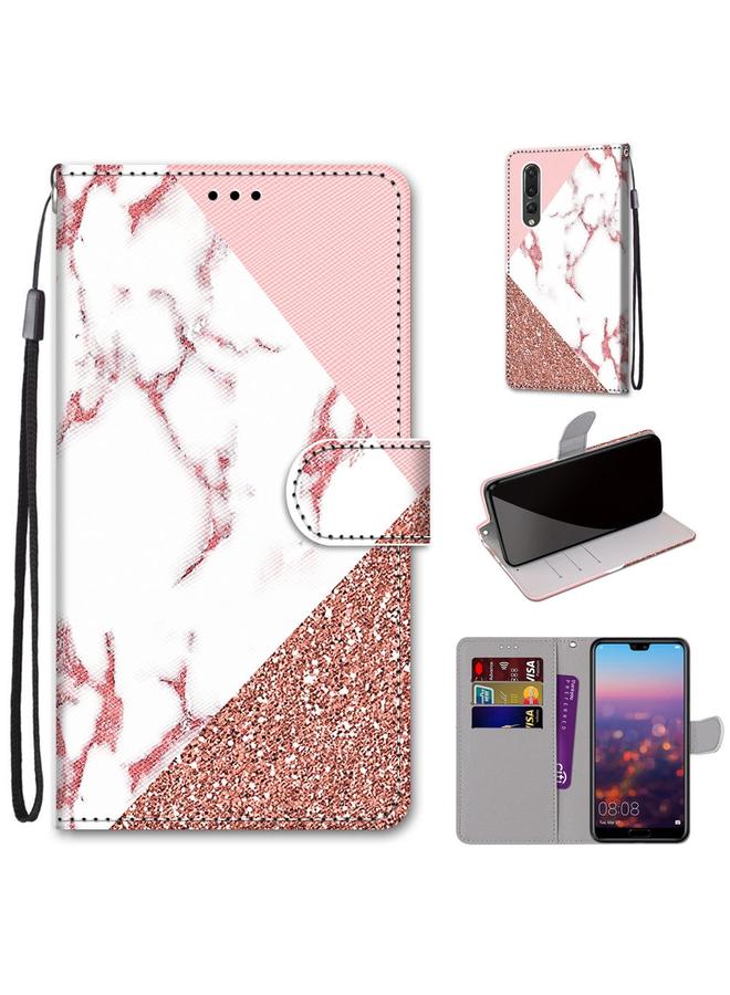 اس-توب جراب لهاتف Huawei P20 Pro، جراب جلدي من البولي يوريثان قابل للطي أفقيًا، مزين برسومات متقاطعة ملونة، مع حامل وفتحات للبطاقات ومحفظة وحبل تعليق - Image 1