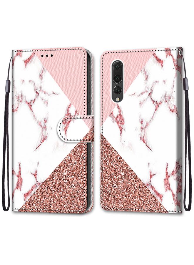 اس-توب جراب لهاتف Huawei P20 Pro، جراب جلدي من البولي يوريثان قابل للطي أفقيًا، مزين برسومات متقاطعة ملونة، مع حامل وفتحات للبطاقات ومحفظة وحبل تعليق - Image 2