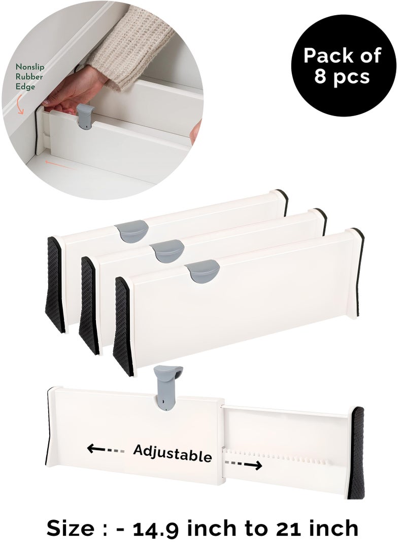 Pack of 8 Drawer Dividers Adjustable Separators Partitions Expandable Nonslip Space saving Customizable Length for Clothes Bedrooms Bathroom Kitchen Utensils And Office Organization Storage.  - Image 1