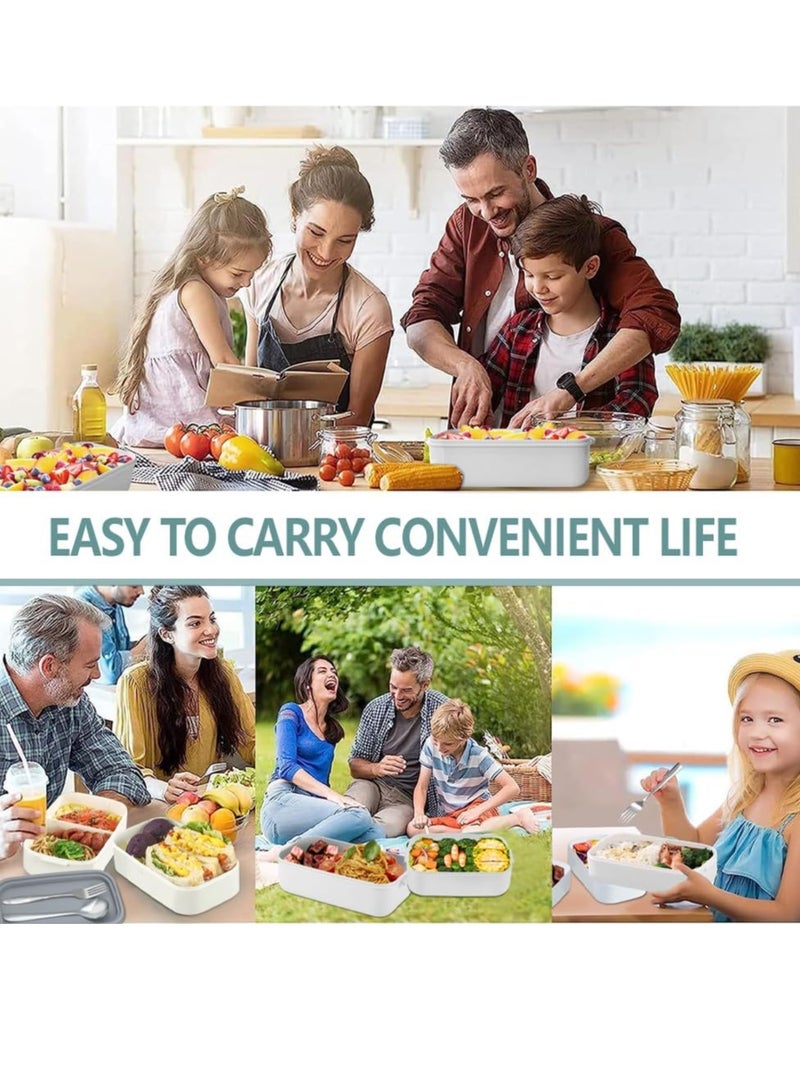 Beauenty 2- Layer Leakproof Bento Box, Large Lunch Box with Compartments und Cutlery Set, Food Picks for Lunch Box Containers for Adults, Microwave Food SafeBento Boxes  - Image 2