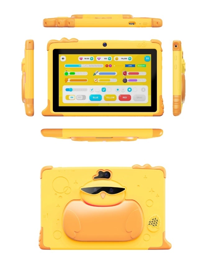 هيتز تابلت H1 الذكي للأطفال، يعمل بنظام أندرويد وواي فاي، شاشة 7 بوصة IPS، ذاكرة وصول عشوائي 6 جيجابايت، سعة تخزين 128 جيجابايت، يدعم تقنية 5G، بطارية 4000 مللي أمبير/ساعة - لون أصفر مع ملحقات وهدايا مجانية بالداخل - Image 3