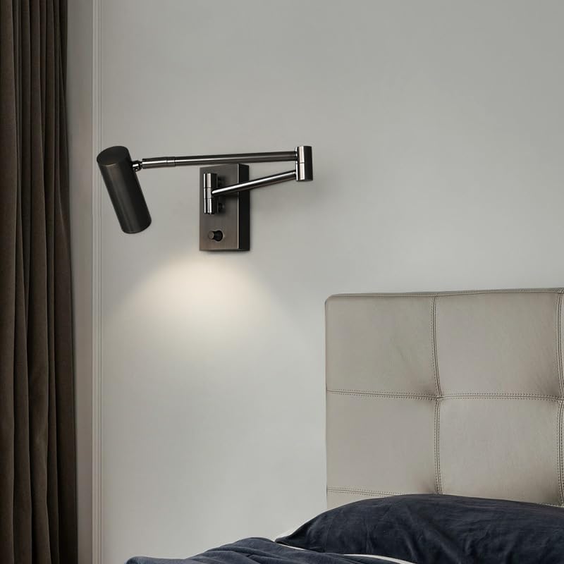 CITRA ضوء حائط جانبي LED 6W أسود مع ذراع قابل للتعديل - أبيض دافئ - Image 1