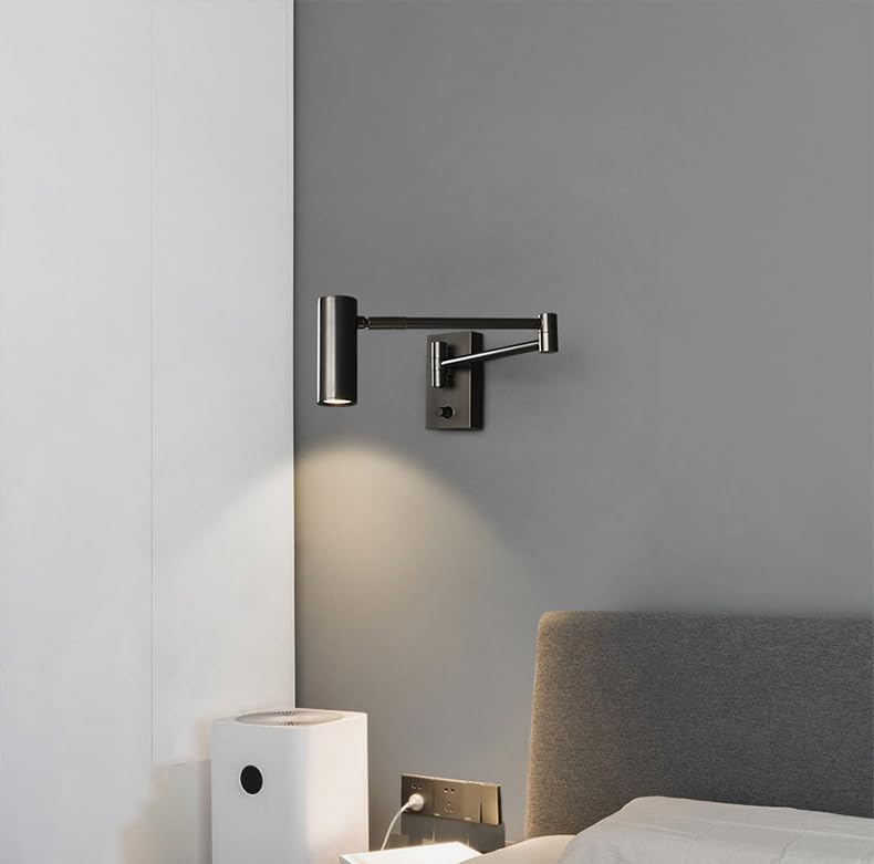 CITRA ضوء حائط جانبي LED 6W أسود مع ذراع قابل للتعديل - أبيض دافئ - Image 3