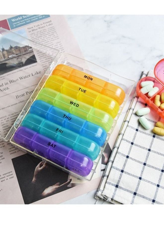 Arabest - Weekly Pill Organizer 4 Times a Day with 7 Daily Large Pill Box Cases to Hold Fish Oils, Vitamins, Supplements, Medication （multicolour） - Image 1