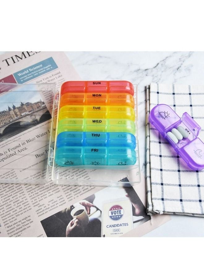 Arabest - Weekly Pill Organizer 4 Times a Day with 7 Daily Large Pill Box Cases to Hold Fish Oils, Vitamins, Supplements, Medication （multicolour） - Image 1