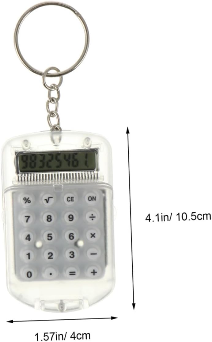 4Pcs Compact Key Ring Calculators for Students, Portable Pocket Electronic Keychain, Flip Cover Small Calculators for Office and School Use - Image 2