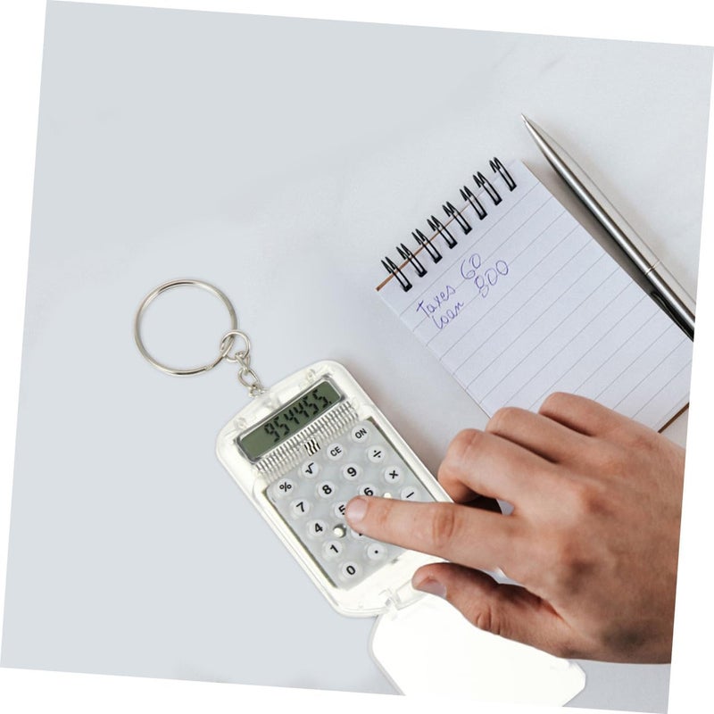 4Pcs Compact Key Ring Calculators for Students, Portable Pocket Electronic Keychain, Flip Cover Small Calculators for Office and School Use - Image 3