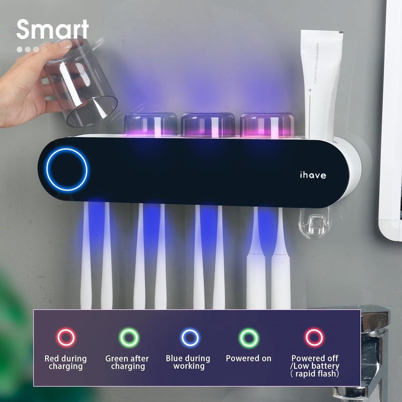 iHave Toothbrush Holders for Bathrooms, UV Toothbrush Sanitizer and Holder Smart Home Bathroom Accessories, 4 Cups - Image 3