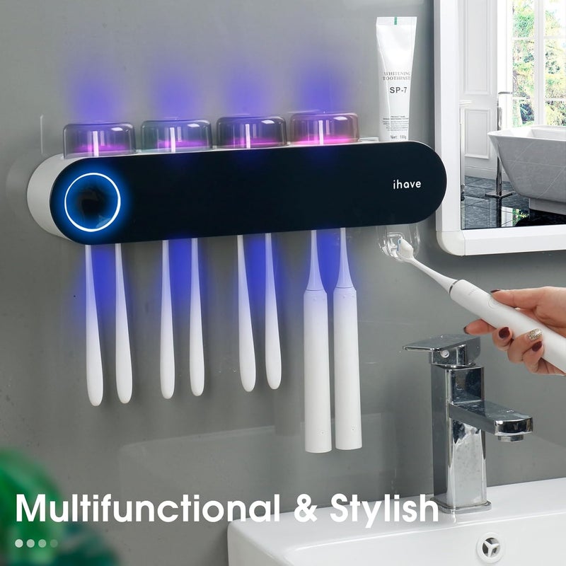 iHave Toothbrush Holders for Bathrooms, UV Toothbrush Sanitizer and Holder Smart Home Bathroom Accessories, 4 Cups - Image 4