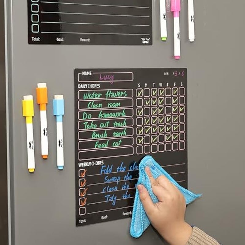 - Magnetic Dry Eraser Chore Chart for Multiple Kids, 2 Pack, Kids Chore Chart with 6 Eraser Cap Markers, Chore Board, Magnetic Chore Chart for Refrigerator, Dry Erase Chore Chart Magnetic - Image 4