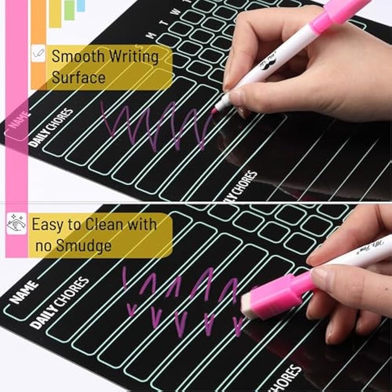 - Magnetic Dry Eraser Chore Chart for Multiple Kids, 2 Pack, Kids Chore Chart with 6 Eraser Cap Markers, Chore Board, Magnetic Chore Chart for Refrigerator, Dry Erase Chore Chart Magnetic - Image 3