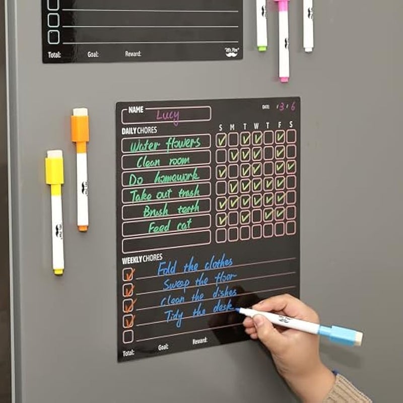- Magnetic Dry Eraser Chore Chart for Multiple Kids, 2 Pack, Kids Chore Chart with 6 Eraser Cap Markers, Chore Board, Magnetic Chore Chart for Refrigerator, Dry Erase Chore Chart Magnetic - Image 5