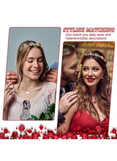 HOXIEYA Valentine'S Day Rhinestone Headband Red Heart Rhinestone Hairband Clear Crystal Hair Hoop For Women Girls Valentine'S Day Hair Accessories Party Costume Supplies  - Image 3
