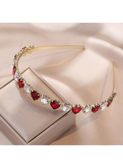 HOXIEYA Valentine'S Day Rhinestone Headband Red Heart Rhinestone Hairband Clear Crystal Hair Hoop For Women Girls Valentine'S Day Hair Accessories Party Costume Supplies  - Image 2