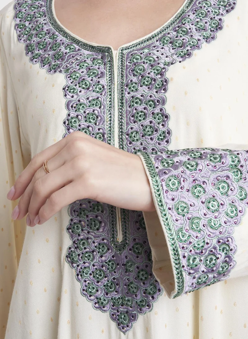 KASHKHA Plain Jalabiya in Gold Buttaá