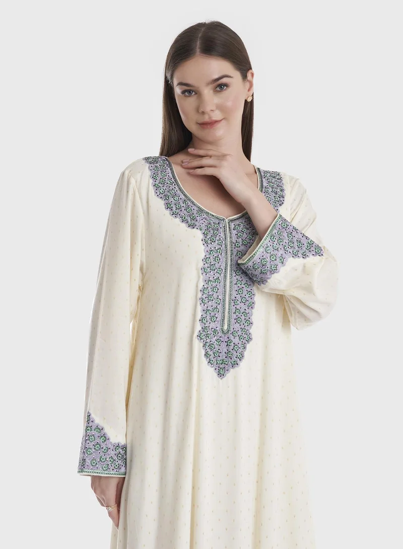 KASHKHA Plain Jalabiya in Gold Buttaá