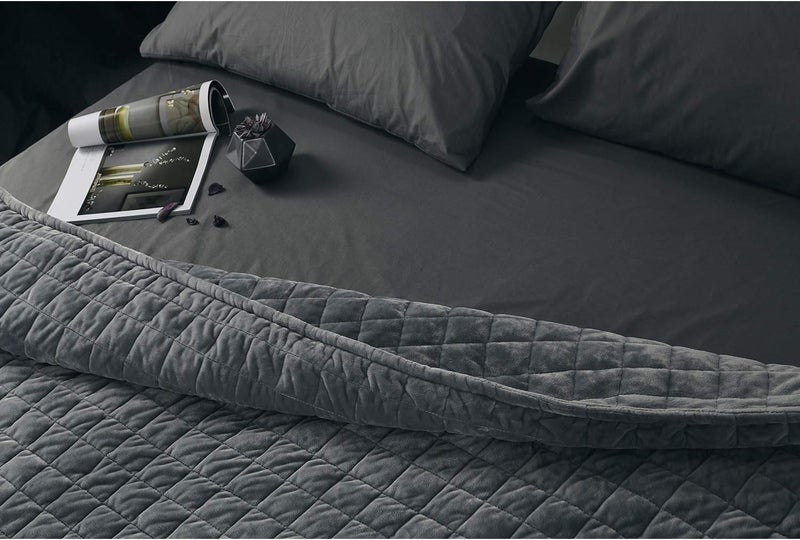 RelaxBlanket 48''x72'' Duvet Cover for Weighted Blanket | Super Cozy and Warm | Double-Side Square Quilted Minky | Dark Grey - Image 3