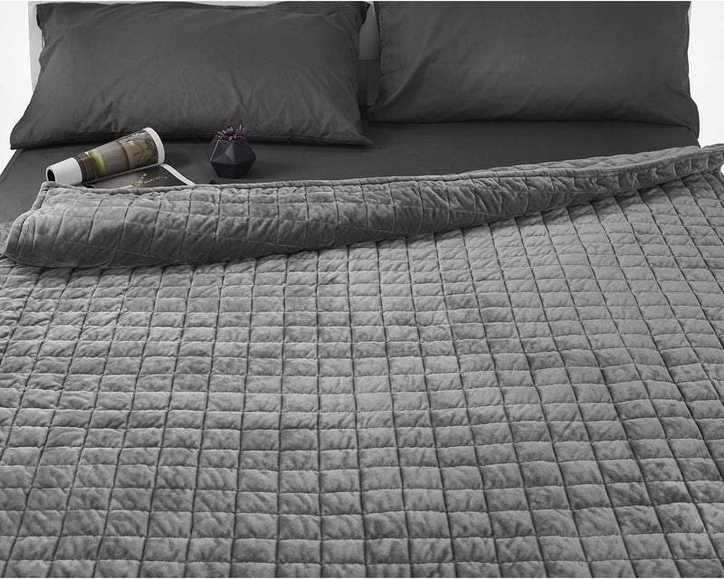 RelaxBlanket 48''x72'' Duvet Cover for Weighted Blanket | Super Cozy and Warm | Double-Side Square Quilted Minky | Dark Grey - Image 2