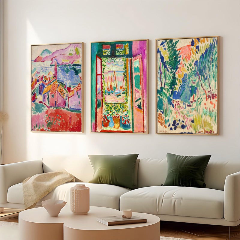 Pennclys Henri Matisse Wall Art Pink Aesthetic Canvas Wall Decor Colorful Abstract Art Pictures Henri Matisse Prints Posters Boho Artwork Painting for Bedroom Living Room 12x16 Inch Unframed Set of 3 - Image 4