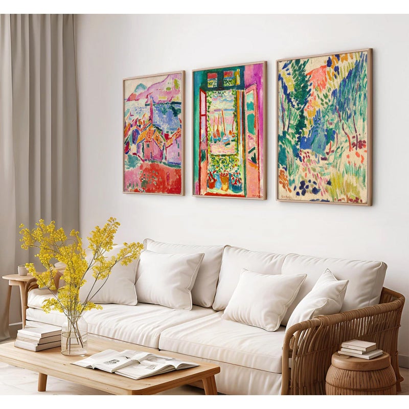 Pennclys Henri Matisse Wall Art Pink Aesthetic Canvas Wall Decor Colorful Abstract Art Pictures Henri Matisse Prints Posters Boho Artwork Painting for Bedroom Living Room 12x16 Inch Unframed Set of 3 - Image 5