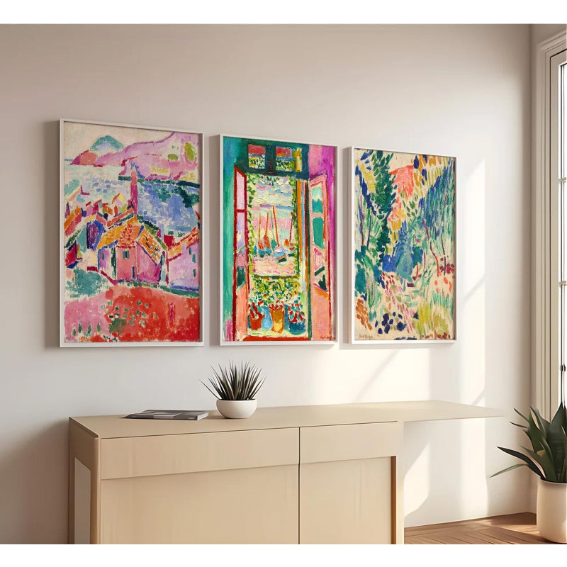 Pennclys Henri Matisse Wall Art Pink Aesthetic Canvas Wall Decor Colorful Abstract Art Pictures Henri Matisse Prints Posters Boho Artwork Painting for Bedroom Living Room 12x16 Inch Unframed Set of 3 - Image 3