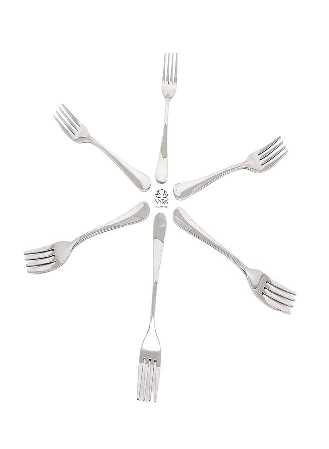 Nyra® Stainless Steel Fork Food Grade Steel for Home & Kitchen Set | Glossy Finish | (6) - Image 5