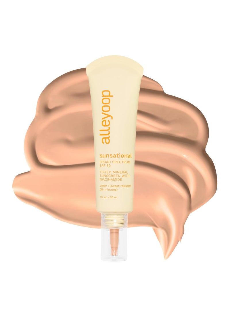 ALLEYOOP Alleyoop Sunsational Tinted Moisturizer Sunscreen for Face Broad Spectrum SPF 50 100 Mineral Sunscreen with Jojoba Protects Hydrates and Soothes Skin Vegan CrueltyFree  Solar 