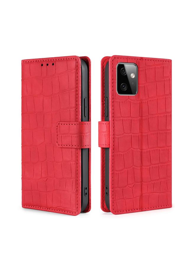 S-TOP Case For Motorola Moto G Power 2023 Skin Feel Crocodile Magnetic Clasp Leather Phone Case - Image 1