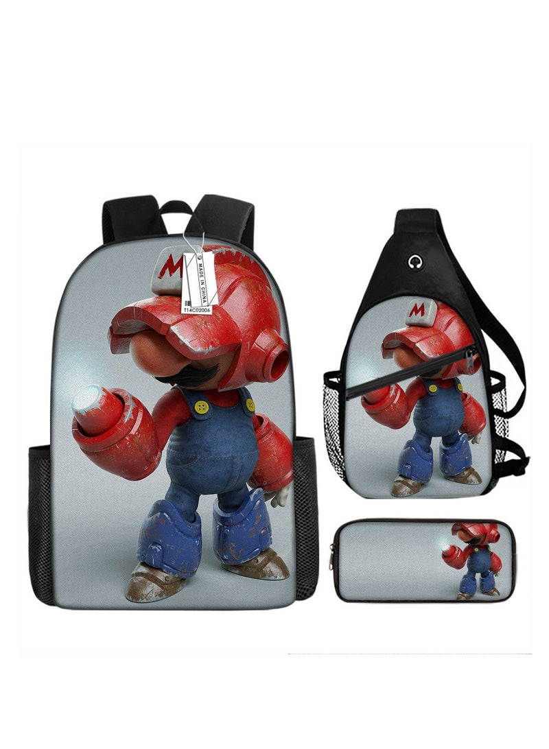 Anime cartoon backpack three-piece set