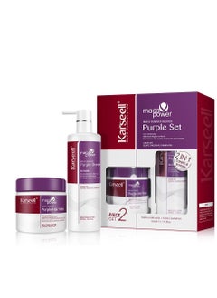 Karseell Karseell maca power Purple Hair Mask and Purple Shampoo Set, Neutralizes Brass & Yellow Tones for Blonde, Gray, Silver Color Treated Hair, 2 x 16.9floz  - Image 1