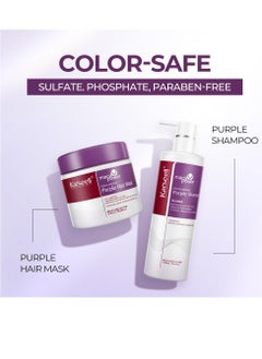 Karseell Karseell maca power Purple Hair Mask and Purple Shampoo Set, Neutralizes Brass & Yellow Tones for Blonde, Gray, Silver Color Treated Hair, 2 x 16.9floz  - Image 3